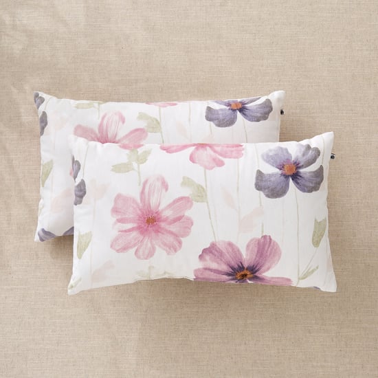 Ebony Grace Serina Set of 2 Floral Print Filled Cushions - 50x30cm