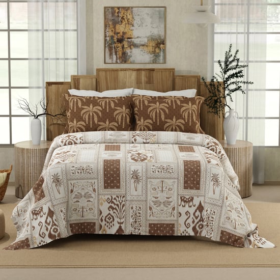 BOUTIQUE LIVING Gardenia Augusta Cotton 300TC Printed 3Pcs Super King Bedsheet Set