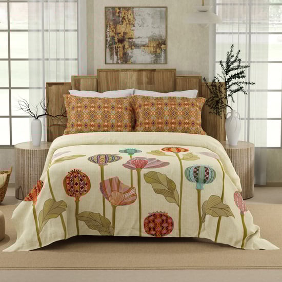 BOUTIQUE LIVING Gardenia Augusta Cotton 300TC Floral Print 3Pcs Super King Bedsheet Set