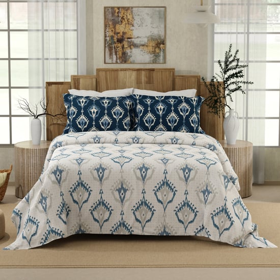 BOUTIQUE LIVING Gardenia Augusta Cotton 300TC Printed 3Pcs Super King Bedsheet Set