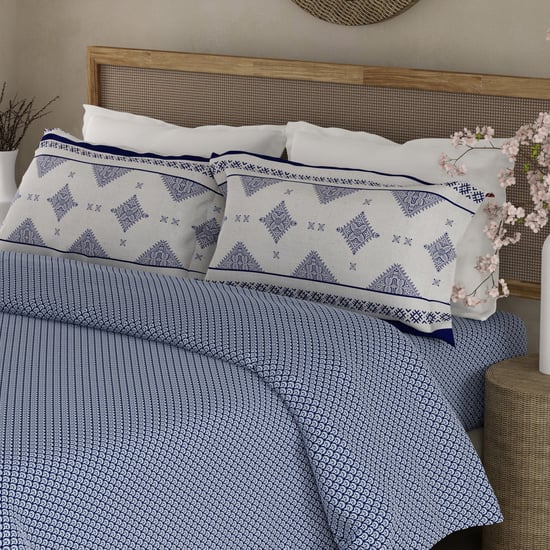 BOUTIQUE LIVING Heritage Walk Cotton 200TC Ethnic Print 3Pcs Super King Bedsheet Set