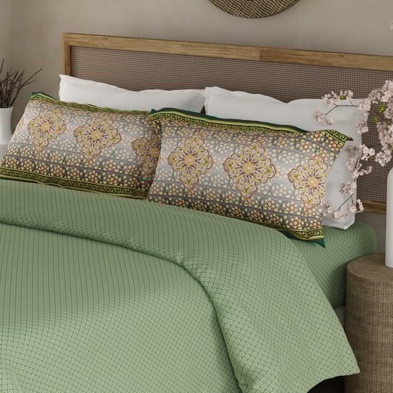 BOUTIQUE LIVING Heritage Walk Cotton 200TC Ethnic Print 3Pcs Super King Bedsheet Set