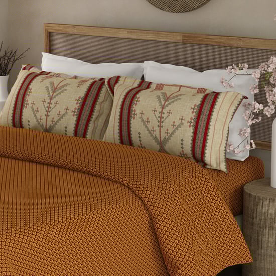 BOUTIQUE LIVING Heritage Walk Cotton 200TC Ethnic Print 3Pcs Super King Bedsheet Set