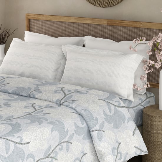 BOUTIQUE LIVING Valatia Cotton 200TC Floral Print 3Pcs Queen Bedsheet Set