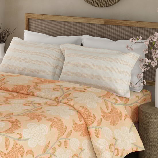 BOUTIQUE LIVING Valatia Cotton 200TC Floral Print 3Pcs Queen Bedsheet Set