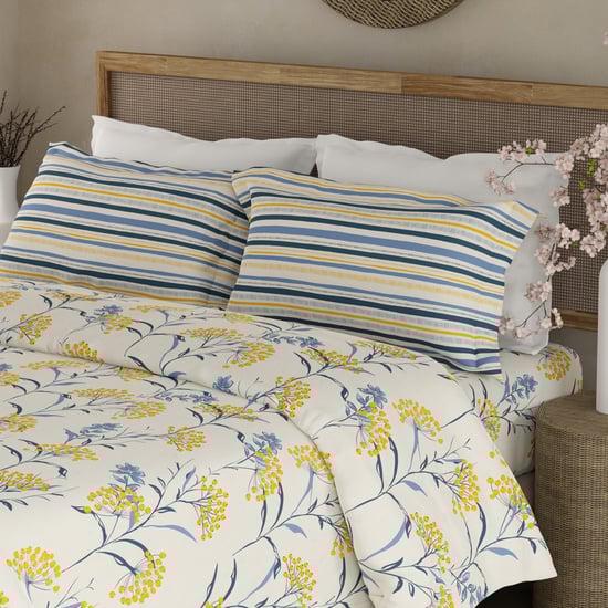 BOUTIQUE LIVING Valatia Cotton 200TC Floral Print 3Pcs Queen Bedsheet Set