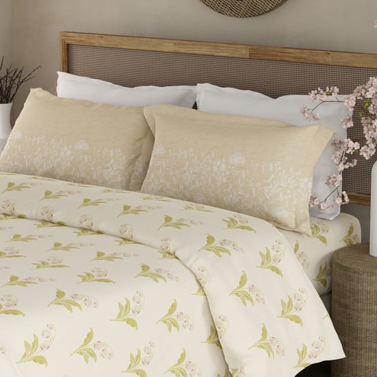 BOUTIQUE LIVING Valatia Cotton 200TC Floral Print 3Pcs Queen Bedsheet Set