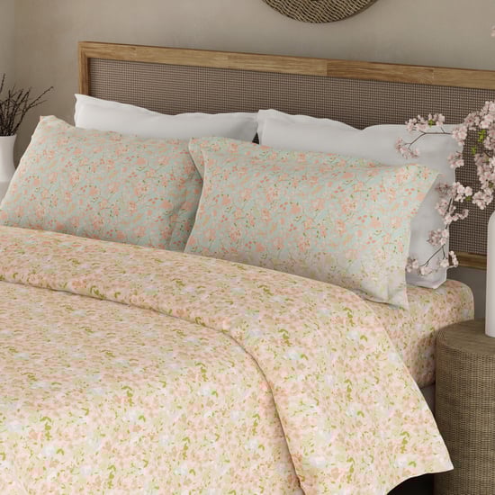 BOUTIQUE LIVING Valatia Cotton 200TC Floral Print 3Pcs Queen Bedsheet Set