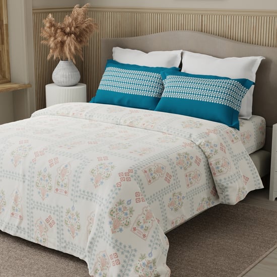 BOUTIQUE LIVING Valatia Cotton 200TC Ethnic Print 3Pcs Queen Bedsheet Set