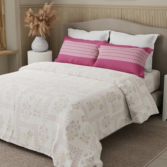 BOUTIQUE LIVING Valatia Cotton 200TC Ethnic Print 3Pcs Queen Bedsheet Set