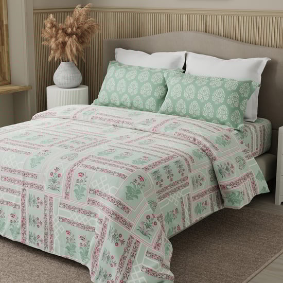 BOUTIQUE LIVING Valatia Karigiri Cotton 200TC Floral Print 3Pcs Queen Bedsheet Set