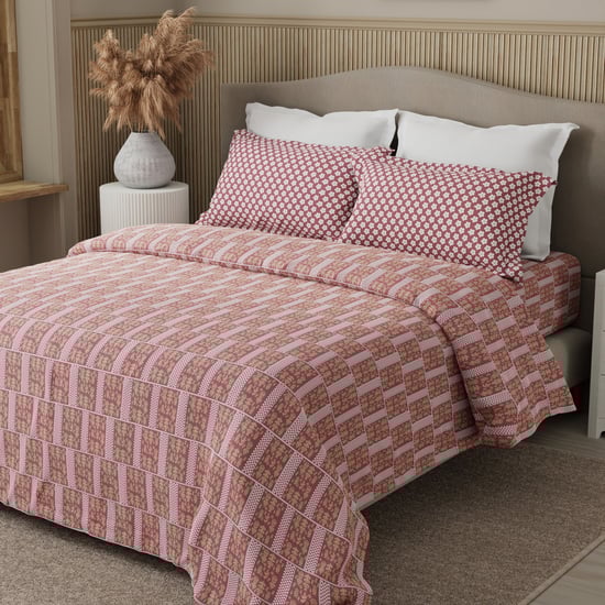 BOUTIQUE LIVING Valatia Karigiri Cotton 200TC Ethnic Print 3Pcs Queen Bedsheet Set