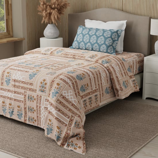 BOUTIQUE LIVING Valatia Karigiri Cotton 200TC Ethnic Print 2Pcs Single Bedsheet Set