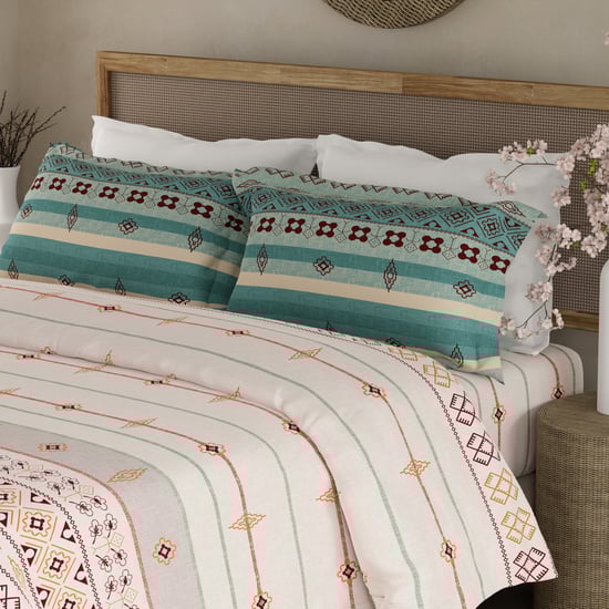 BOUTIQUE LIVING Valatia Gypsy Cotton 200TC Ethnic Print 3Pcs Super King Bedsheet Set