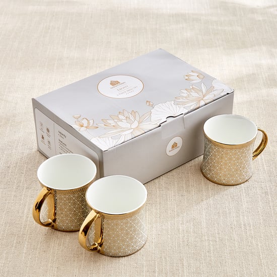 Ebony Classic Director Set of 6 Bone China Printed Coffee Mugs - 200ml