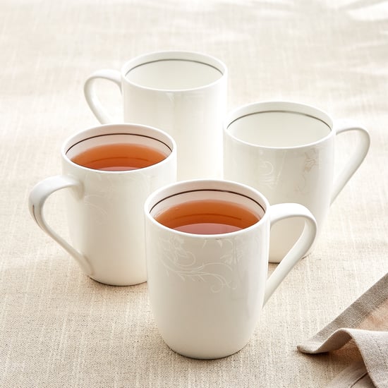 Ivory Zilver Oxford Set of 4 Bone China Coffee Mugs - 330ml