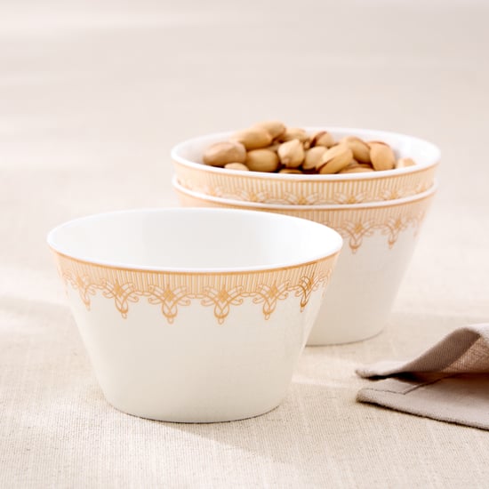 Noori Swan Emily Set of 3 Bone China Printed Serving Bowl - 320ml