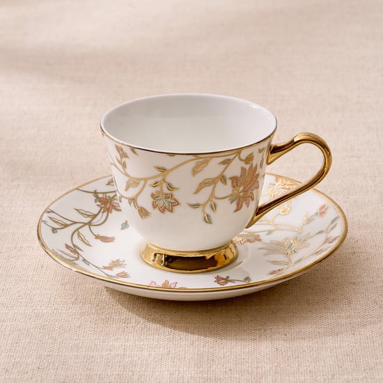 Midas Bone China Floral Print Cup and Saucer - 150ml