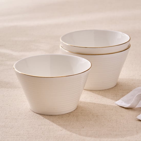 Zura Linia Set of 3 Bone China Ribbed Serving Bowl - 320ml