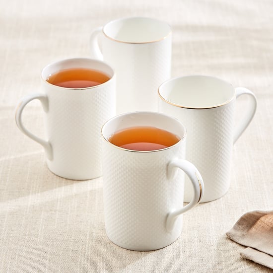 Zura Blanc Set of 4 Bone China Coffee Mugs - 330ml