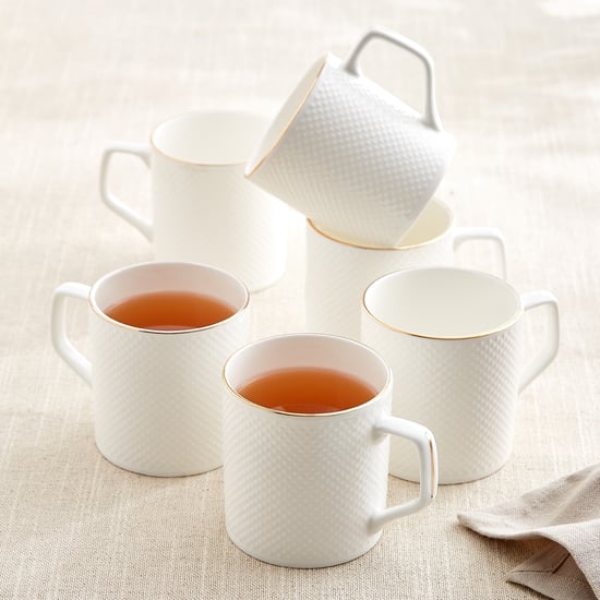 Zura Blanc Set of 6 Bone China Coffee Mugs - 220ml