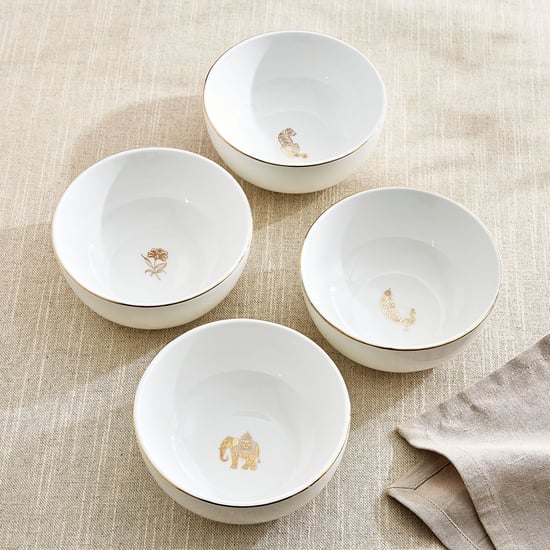 Monara Peacock Bone China Printed Cereal Bowl - 600ml