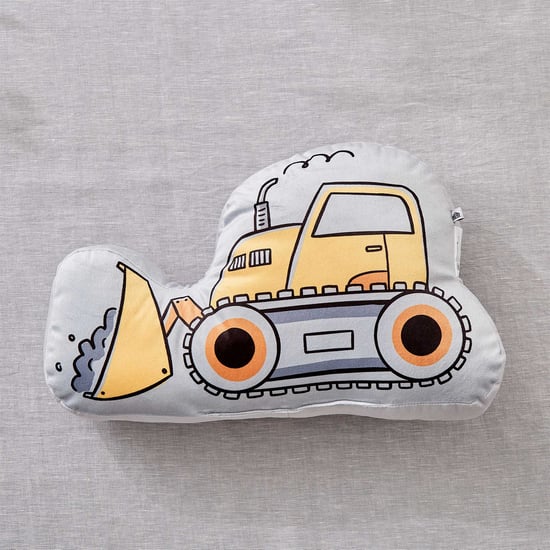 Slate Kids Velvet Printed JCB Filled Cushion - 45x28cm