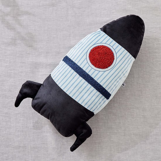 Slate Kids Velvet Rocket Filled Cushion - 24x49cm
