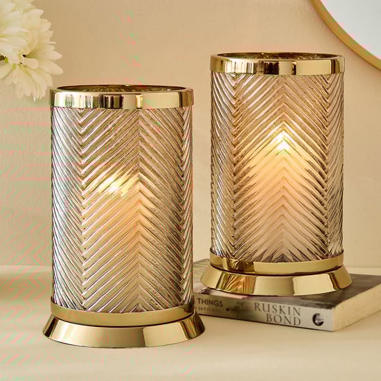 Kimora Austin Fantasy Set of 2 Glass Hurricane Candle Holders