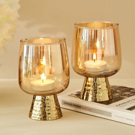 Kimora Austin Fantasy Set of 2 Glass Pedestal T-Light Holders