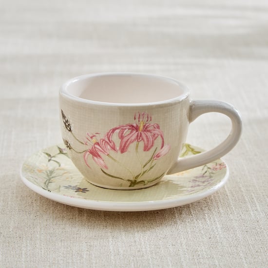 Alora Windflower Ironstone Floral Print Cup and Saucer - 230ml