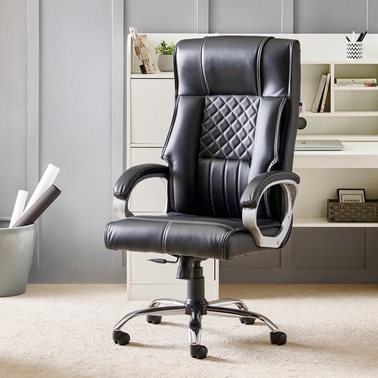 Zuby Ebony Faux Leather High Back Office Chair - Black