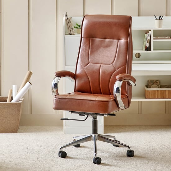 Zuby Maximus Faux Leather High Back Chair - Brown