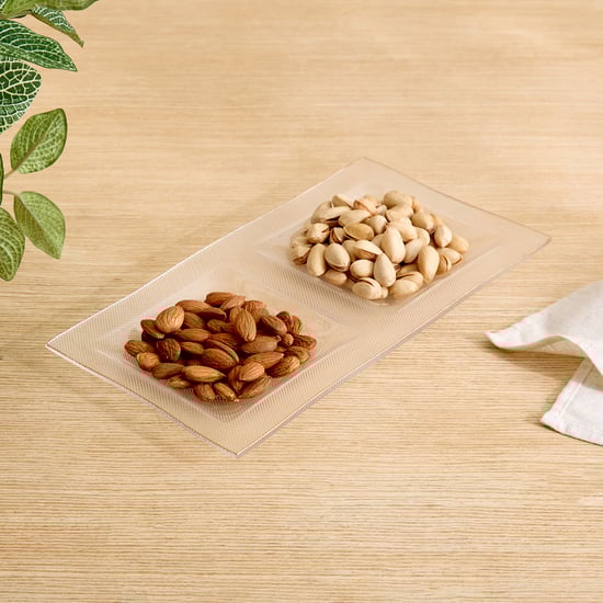 Olen Gleam Glass 2 Partition Serving Platter - 26.5x15cm