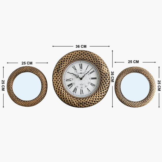 Corvus Festive Mystic 3Pcs Decorative Mirrors and Wall Clock Set