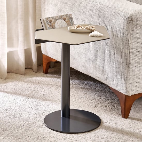 Clair De Lune Metal Top End Table - Brown