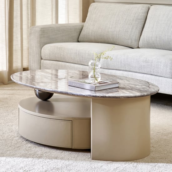 Clair De Lune Faux Marble Top Coffee Table - Brown