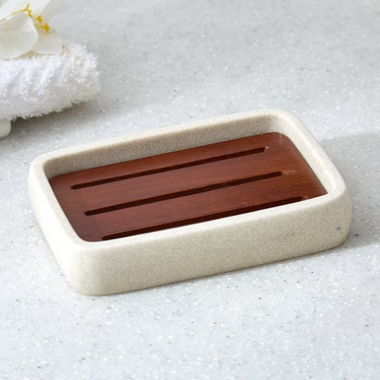 Senegal Ritz Polyresin and Acacia Wood Soap Dish