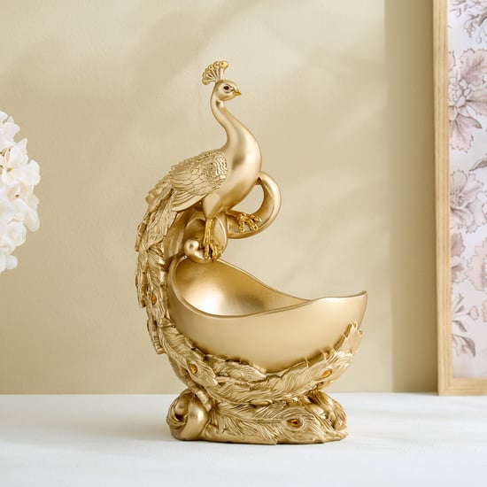 Mayur Zeus Polyresin Peacock Decorative Bowl