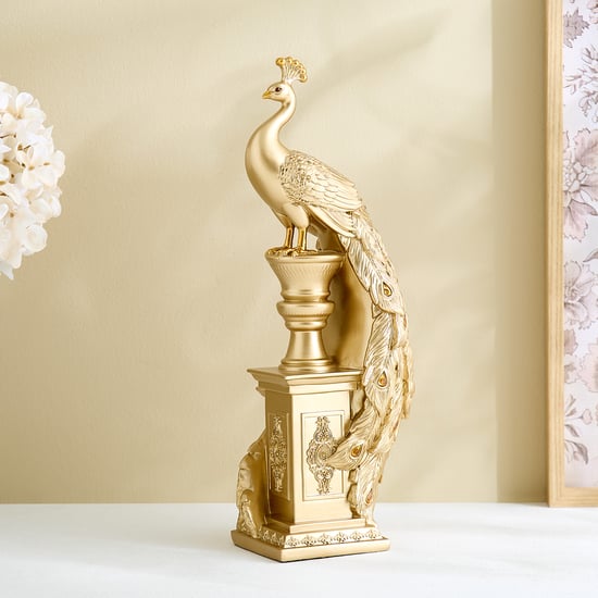 Mayur Zeus Polyresin Standing Peacock Figurine