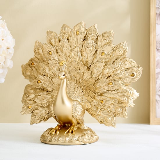 Mayur Zeus Polyresin Peacock Spread Feathered Figurine