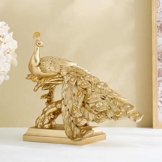 Mayur Zeus Polyresin Peacock on Branch Figurine