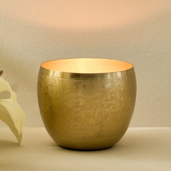 Austin Metal Etched Votive Candle Holder