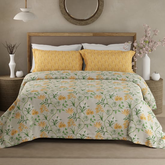 BOUTIQUE LIVING Valatia Cotton 200TC Floral Print 3Pcs Super King Bedsheet Set