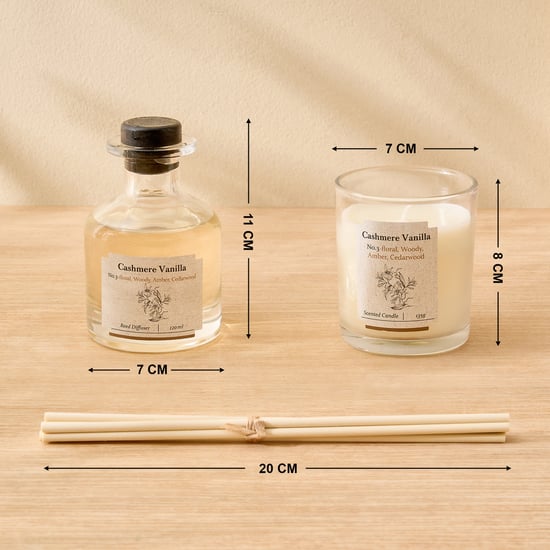 Vicente Cashmere Vanilla Reed Diffuser with Jar Candle Set