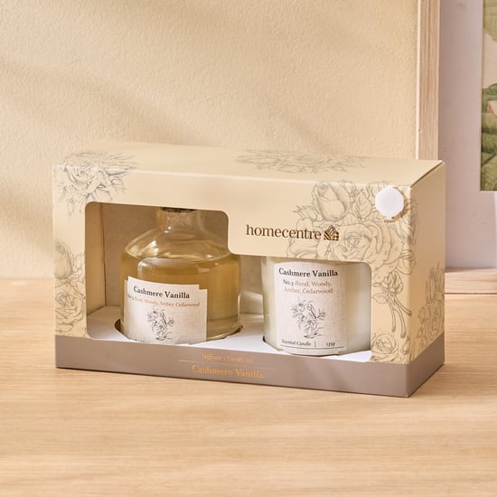 Vicente Cashmere Vanilla Reed Diffuser with Jar Candle Set