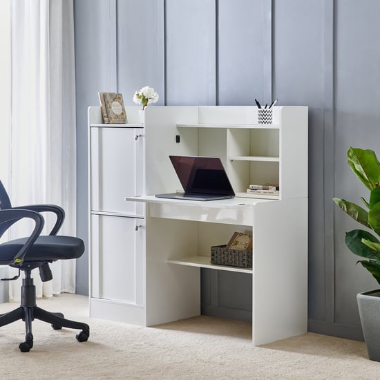 Astra Study Desk with Flap  - White