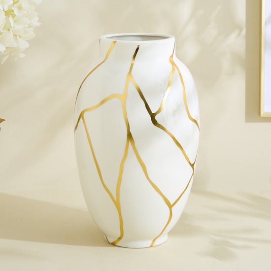 Oro Kinsuki Ceramic Printed Vase