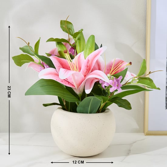 Lets Garden Hedge Artificial Lily Flowers in Ceramic Pot