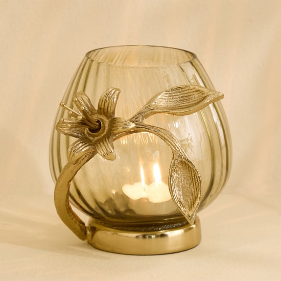 Amara Ava Glass and Aluminium Spiral Votive Candle Holder